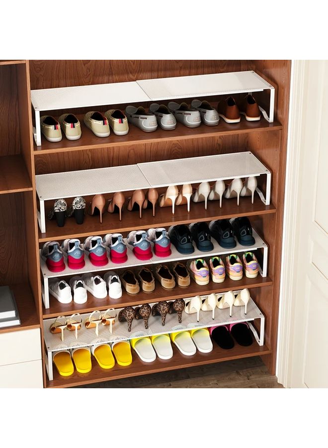 White Expandable Shoe Rack Adjustable Closet Storage Organizer Standing Shelf - Image 2